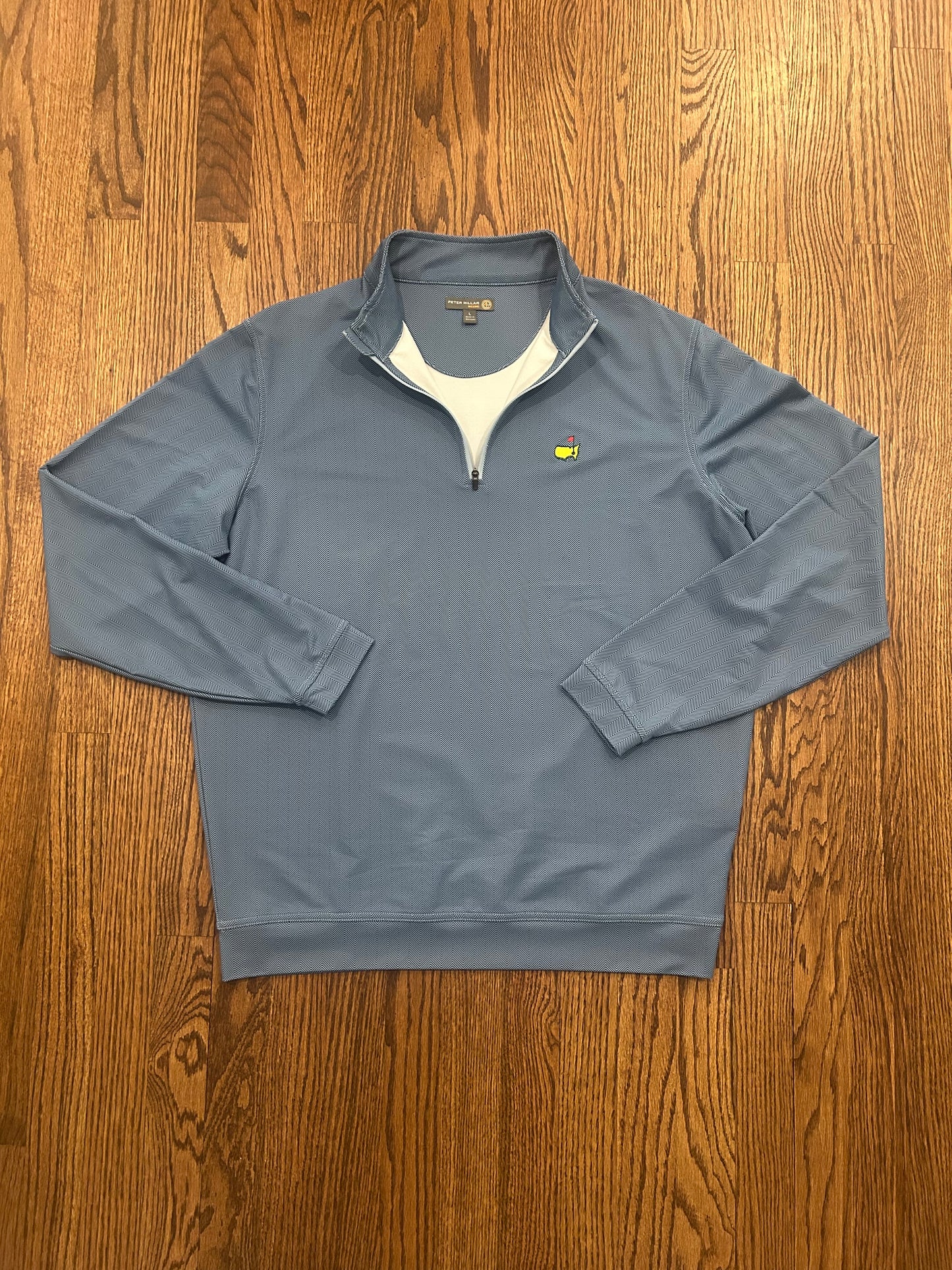 Men’s Large Masters Peter Millar Blue Performance Golf Quarter Zip
