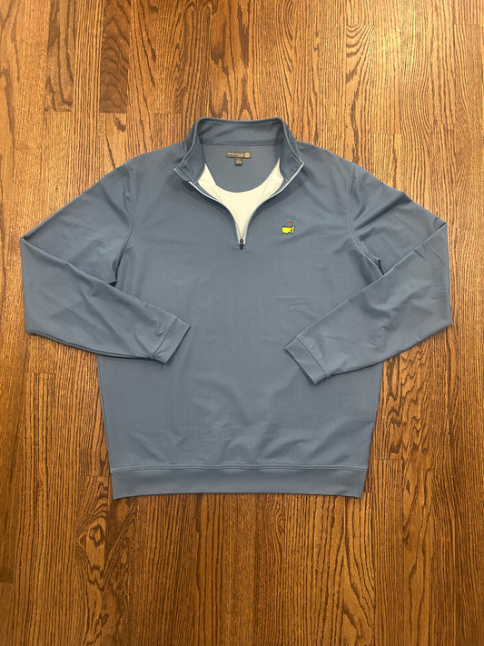 Men’s Large Masters Peter Millar Blue Performance Golf Quarter Zip