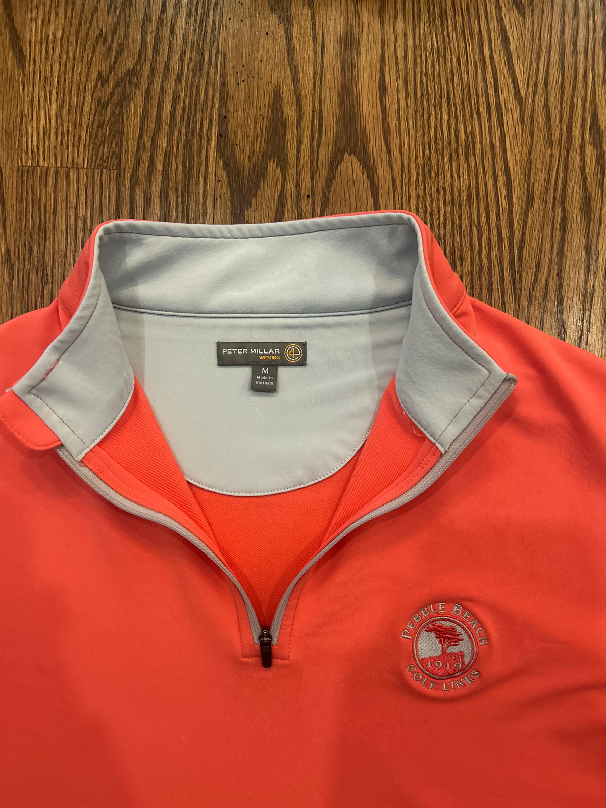 Men’s Medium Peter Millar Pebble Beach Golf Links Coral Quarter Zip