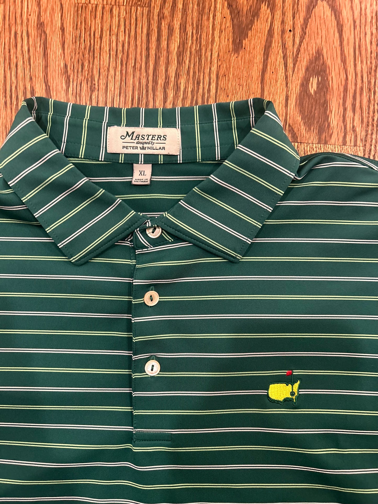 Men’s XL Masters Peter Millar Green Striped Polo