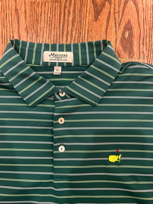 Men’s XL Masters Peter Millar Green Striped Polo