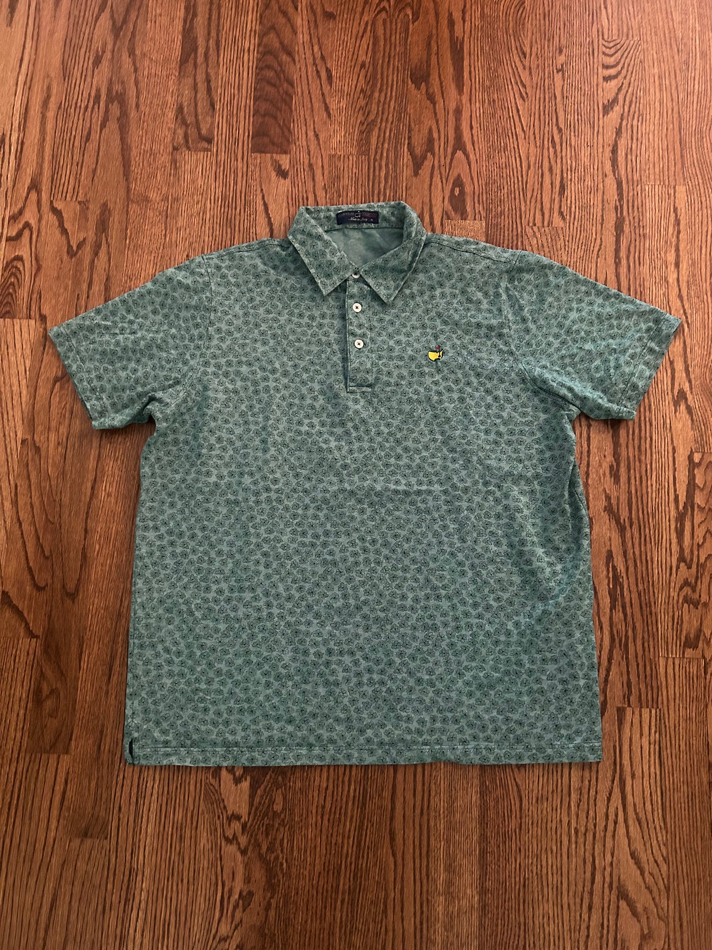 Men’s XL Masters Clubhouse Collection Green Floral Cotton Polo