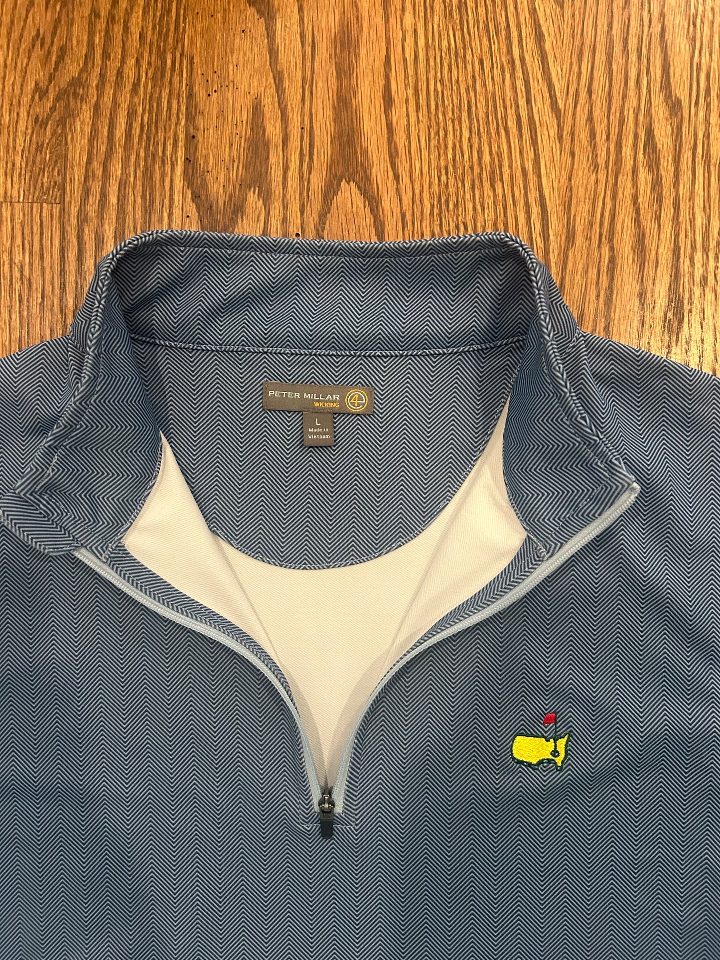 Men’s Large Masters Peter Millar Blue Performance Golf Quarter Zip