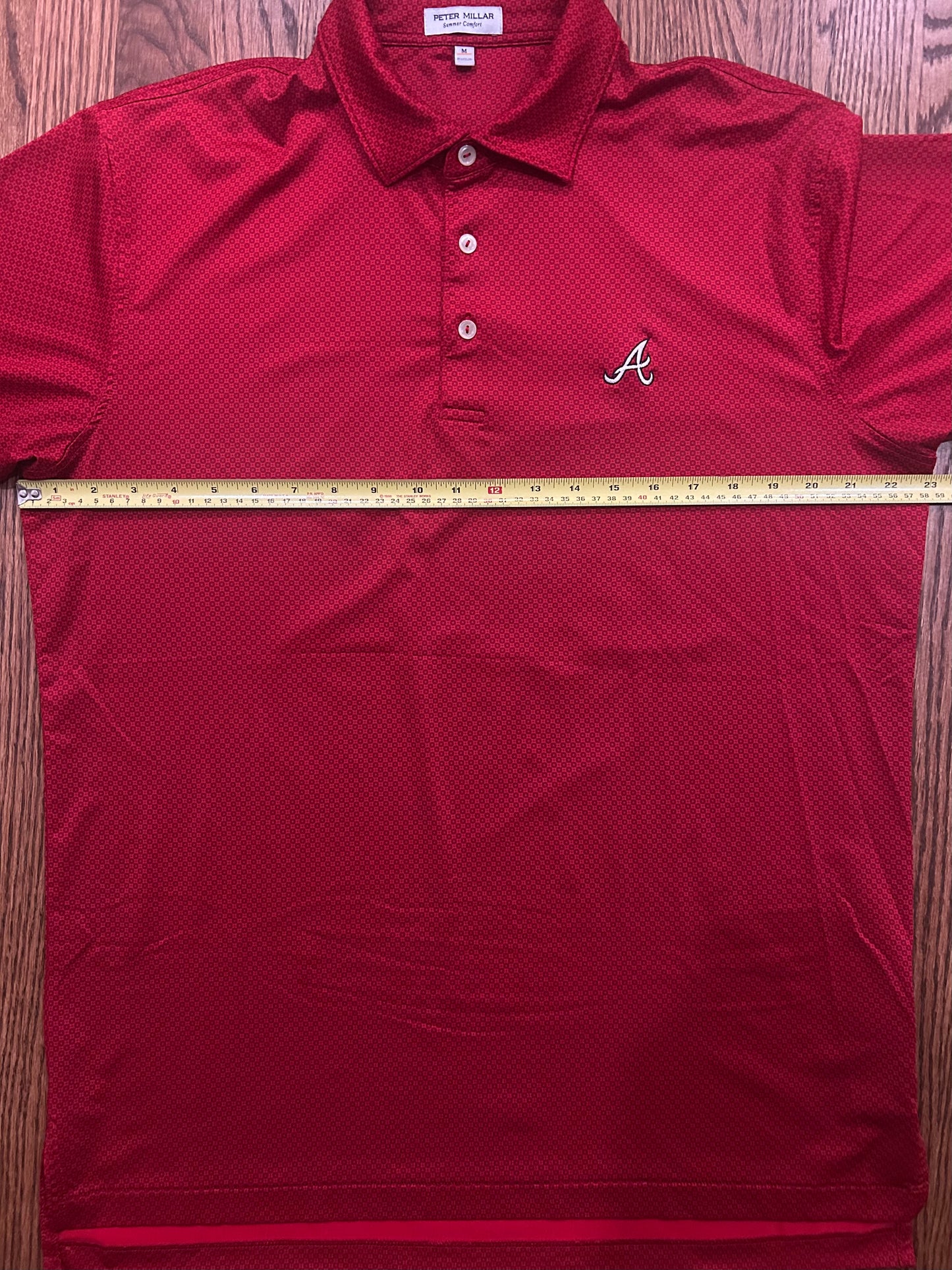 Men’s Medium Peter Millar Atlanta Braves MLB Baseball Red Performance Polo Golf Shirt