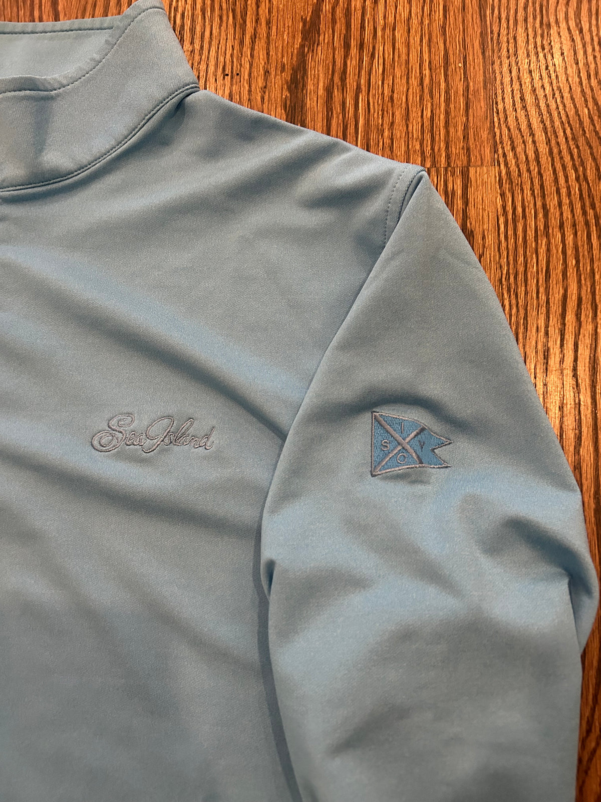 Men’s Large Peter Millar Sea Island Light Blue Performance Golf Quarter Zip