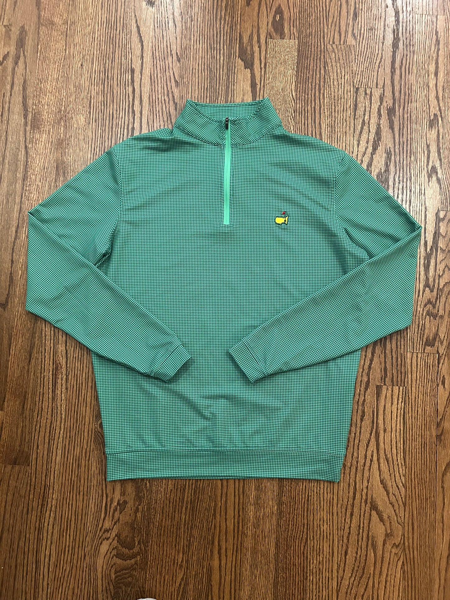 Men’s Small Masters Peter Millar Green Houndstooth Quarter Zip