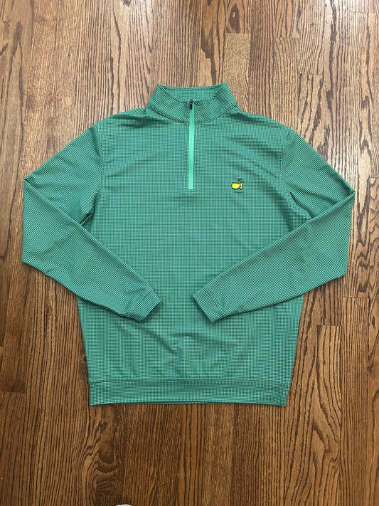 Men’s Small Masters Peter Millar Green Houndstooth Quarter Zip