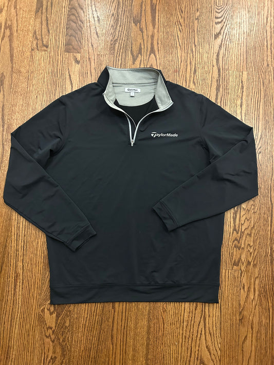 Men’s Large Peter Millar TaylorMade Black Golf Quarter Zip Pullover