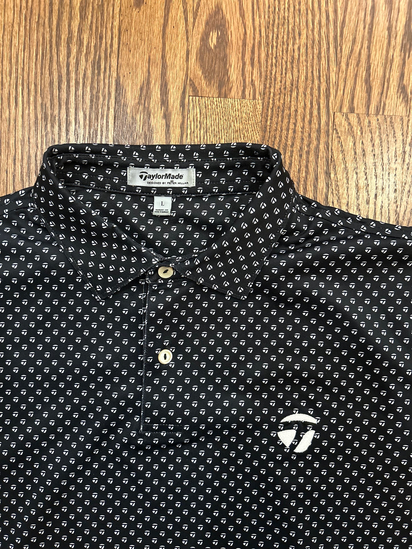 Men’s Large Black Peter Millar TaylorMade Performance Golf Polo