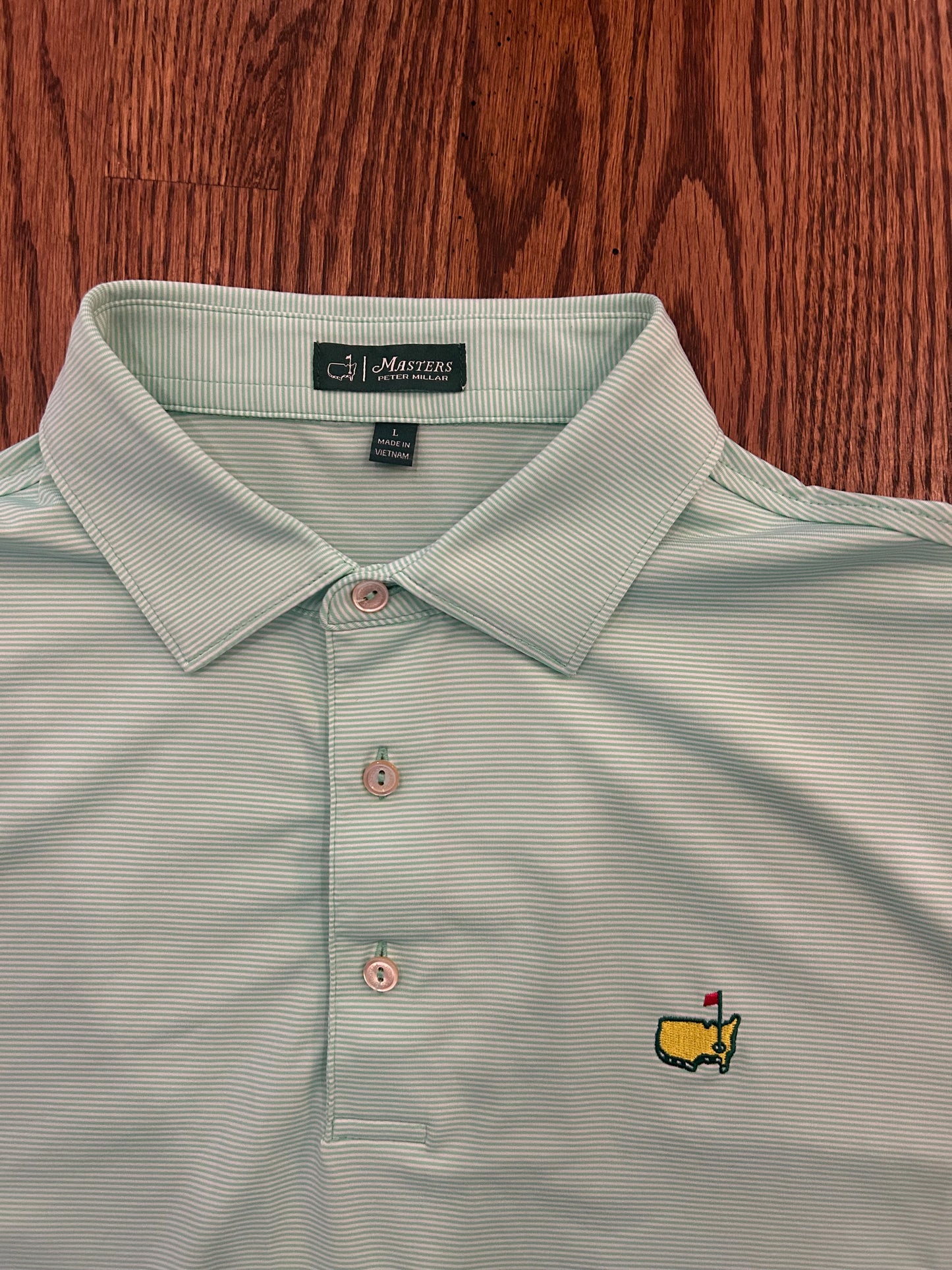 Men’s Large Masters Peter Millar Green Performance Golf Polo