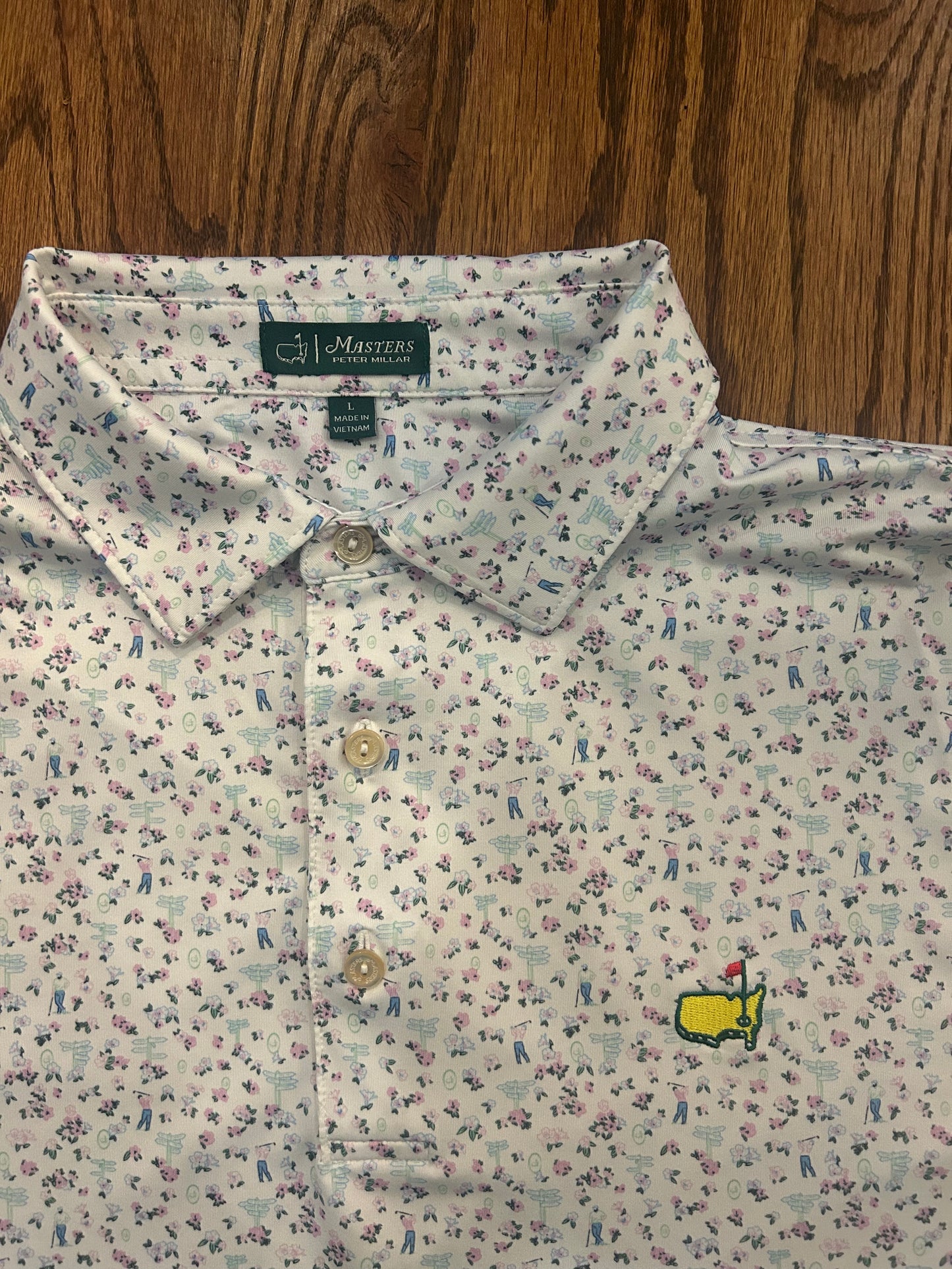 Men’s Large Masters Peter Millar Augusta National angc Floral Performance Golf Polo