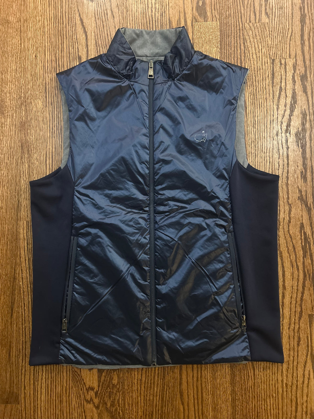 Men’s Large Masters Clubhouse Collection Reversible Vest Navy Gray Golf