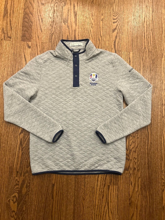 Men’s Small Holderness & Bourne Bethpage Black Ryder Cup Gray Quilted 1/4 Snap Pullover