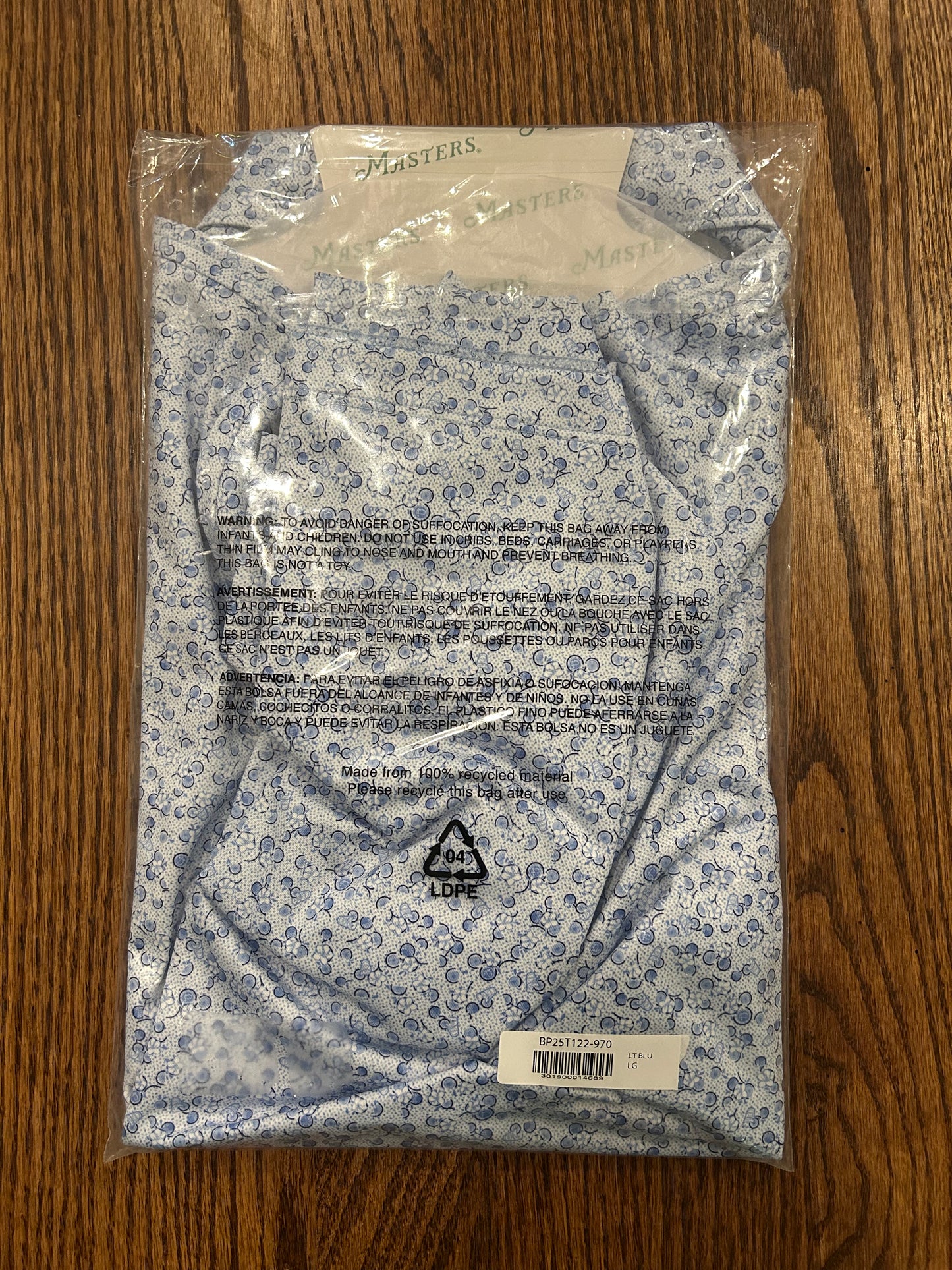 Women’s Large Masters Peter Millar Blue Floral Polo
