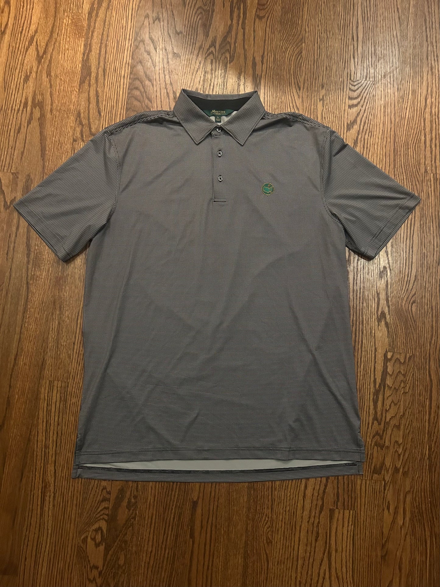 Men’s Large Masters 1934 Berckmans Place Gray Houndstooth Performance Golf Polo