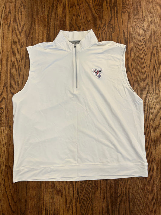 Men’s XL Johnnie O White Quarter Zip Golf Vest Bowling