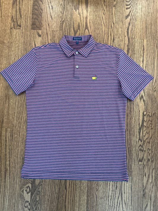 Men’s Medium Masters Peter Millar Purple Striped Crown Crafted Golf Polo