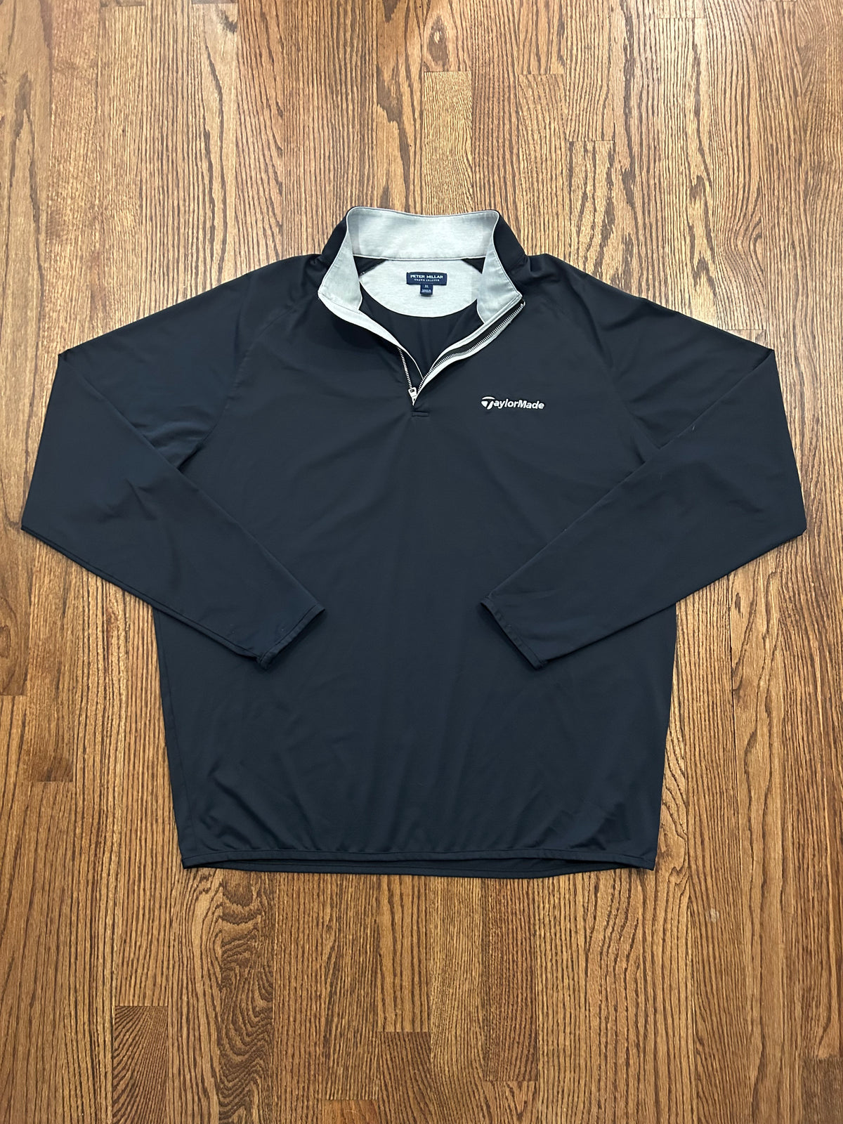 Peter Millar Crown Crafted TaylorMade Golf Quarter Zip Mens XL Black Pullover