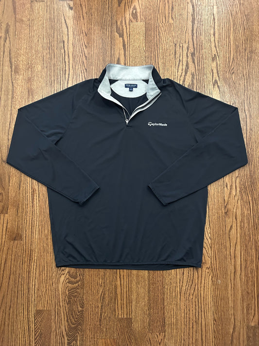 Peter Millar Crown Crafted TaylorMade Golf Quarter Zip Mens XL Black Pullover