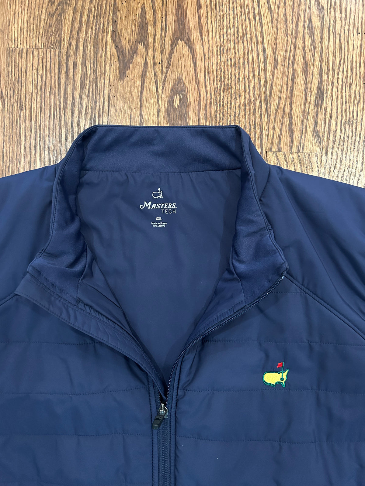 Mens 2XL Masters Tech Navy Blue Quilted Full Zip Golf Vest Augusta National Angc
