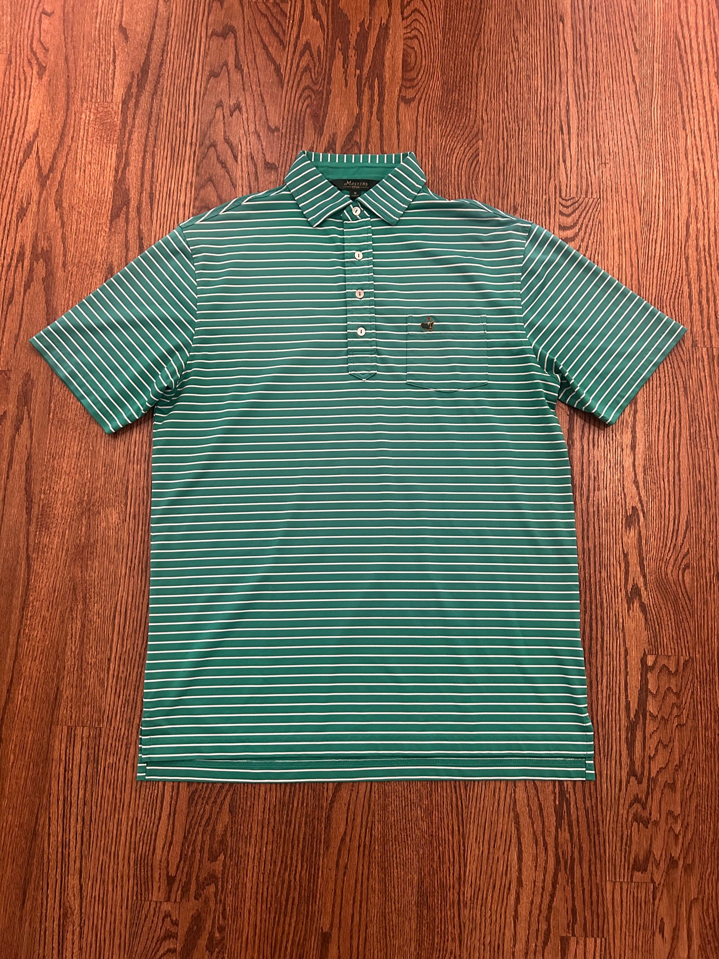 Men’s Medium Masters 1934 Berckmans Place Green Striped Performance Golf Polo Augusta National