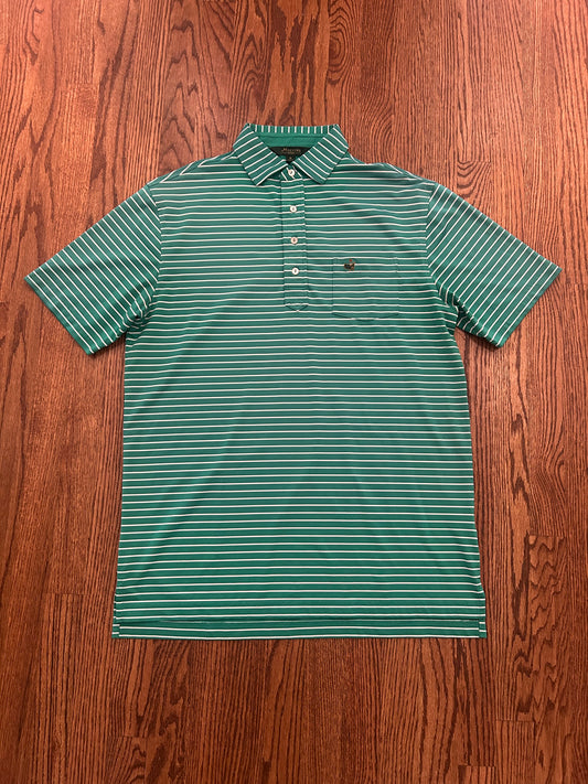 Men’s Medium Masters 1934 Berckmans Place Green Striped Performance Golf Polo Augusta National