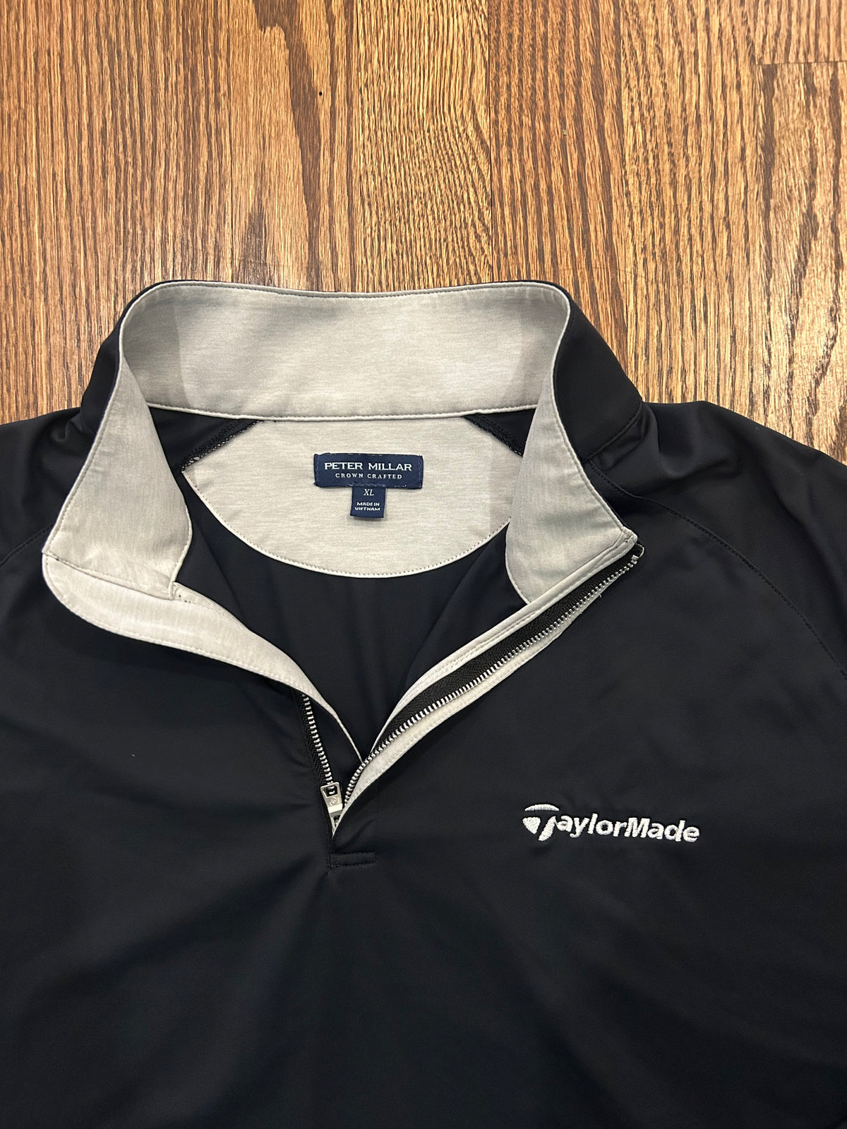 Peter Millar Crown Crafted TaylorMade Golf Quarter Zip Mens XL Black Pullover