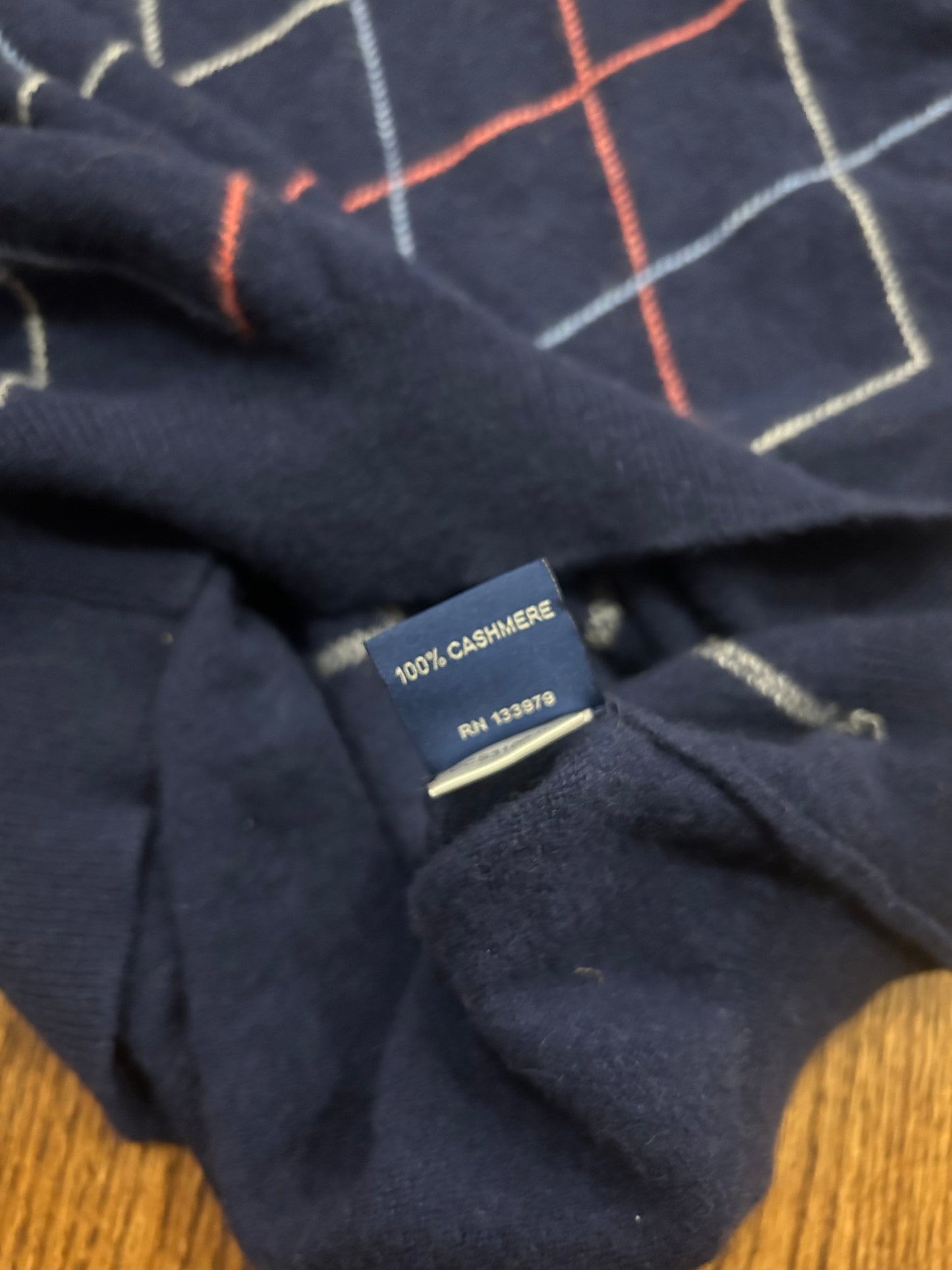Men’s Large Masters Clubhouse Collection 100% Cashmere Quarter Zip Sweater