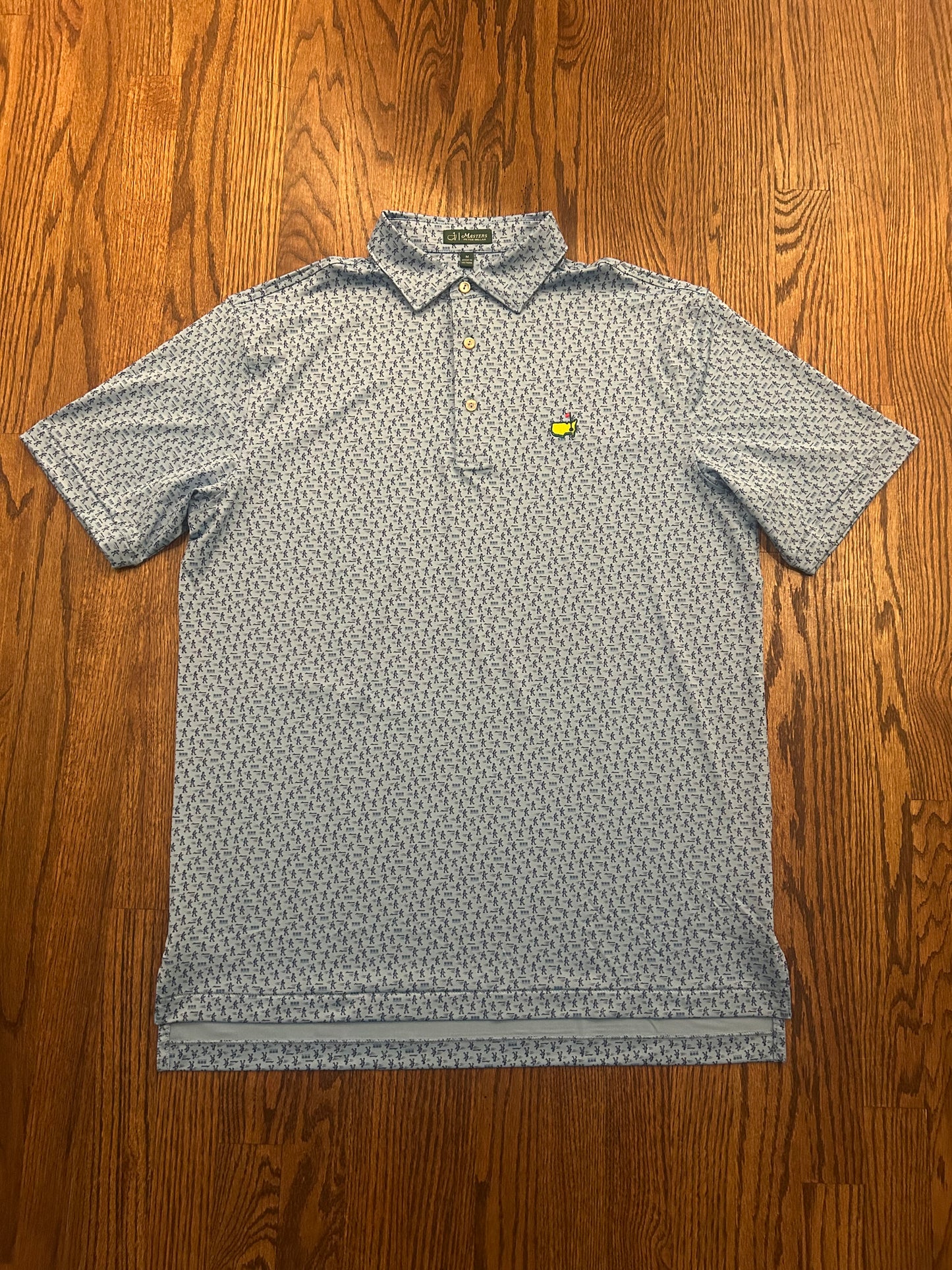Men’s Medium Masters Peter Millar Augusta National Blue Walking Patrons Golf Polo