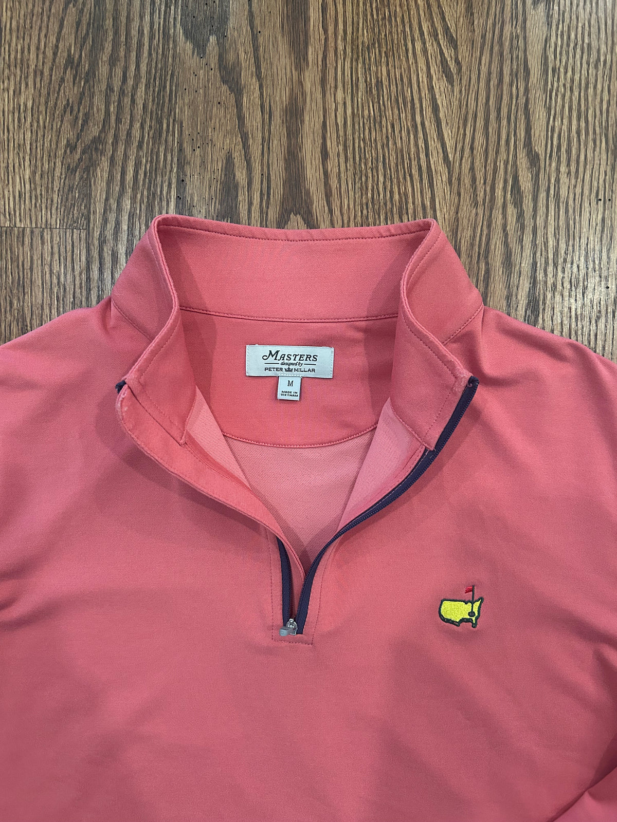 Peter Millar Medium Coral Masters Augusta National Performance Golf Quarter Zip