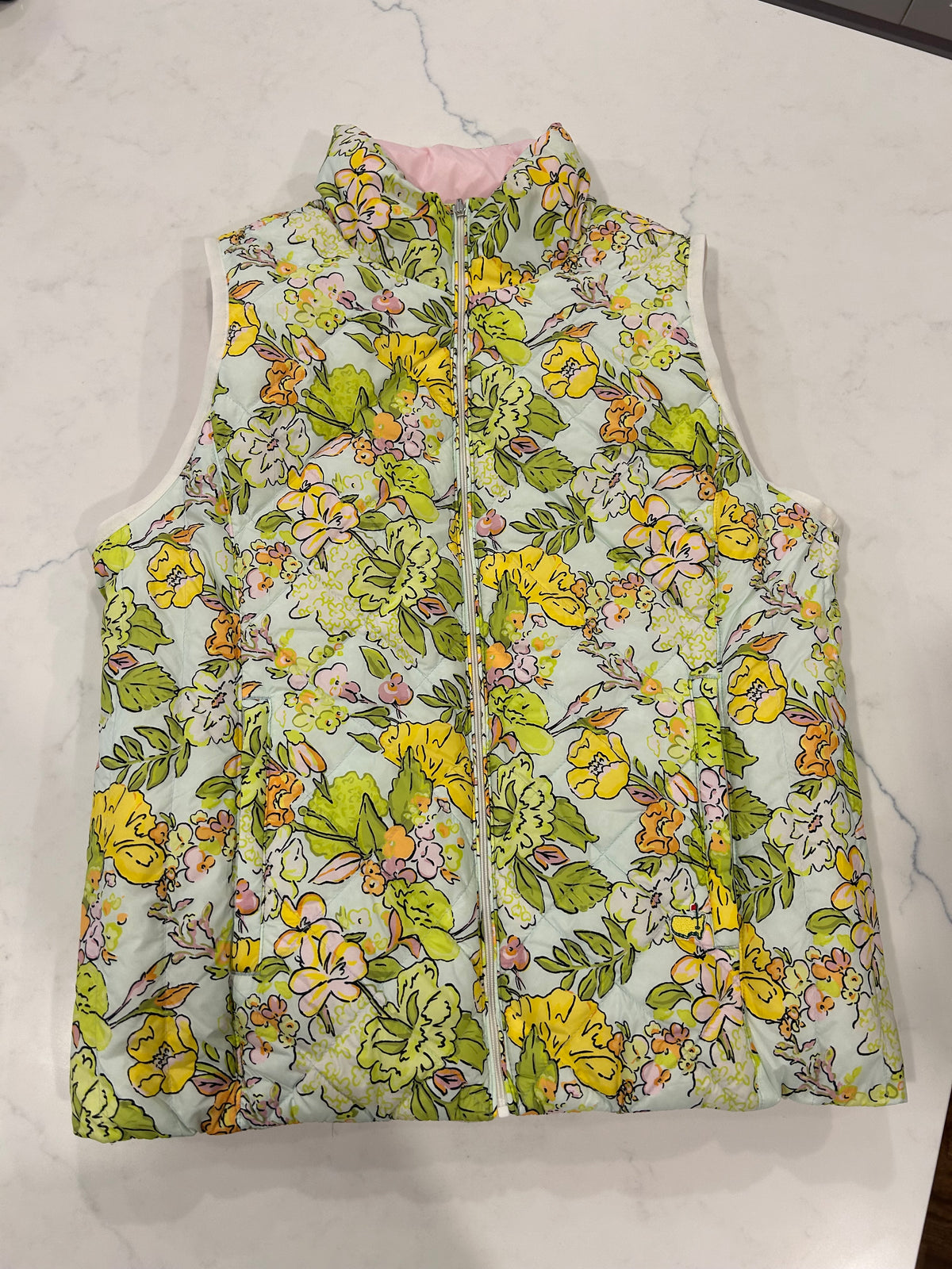 Tory Burch x Masters Floral Quilted Puffer Vest Women's Medium