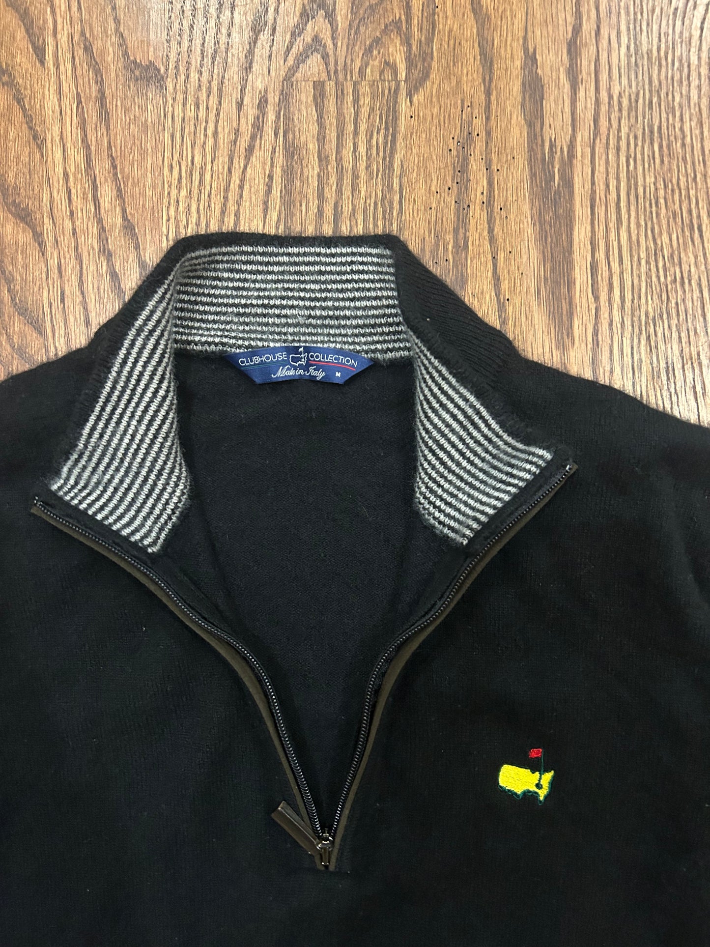 Men’s Medium Masters Clubhouse Collection 100% Cashmere Quarter Zip Sweater