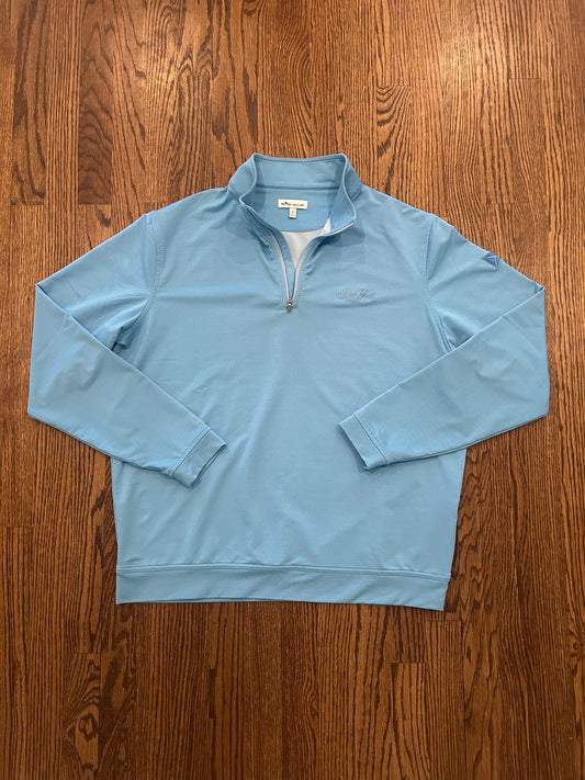 Men’s Large Peter Millar Sea Island Light Blue Performance Golf Quarter Zip