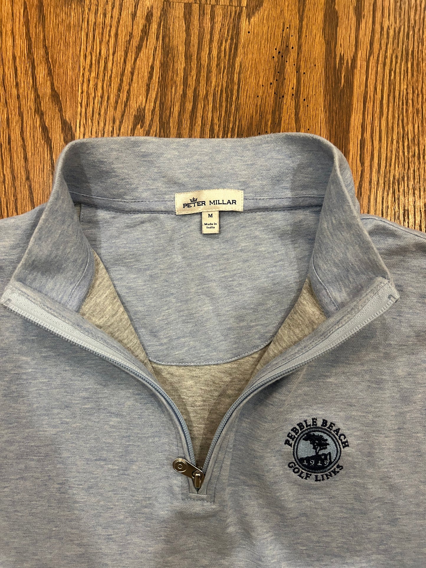 Men’s Medium Peter Millar Pebble Beach Golf Quarter Zip Pullover Light Blue