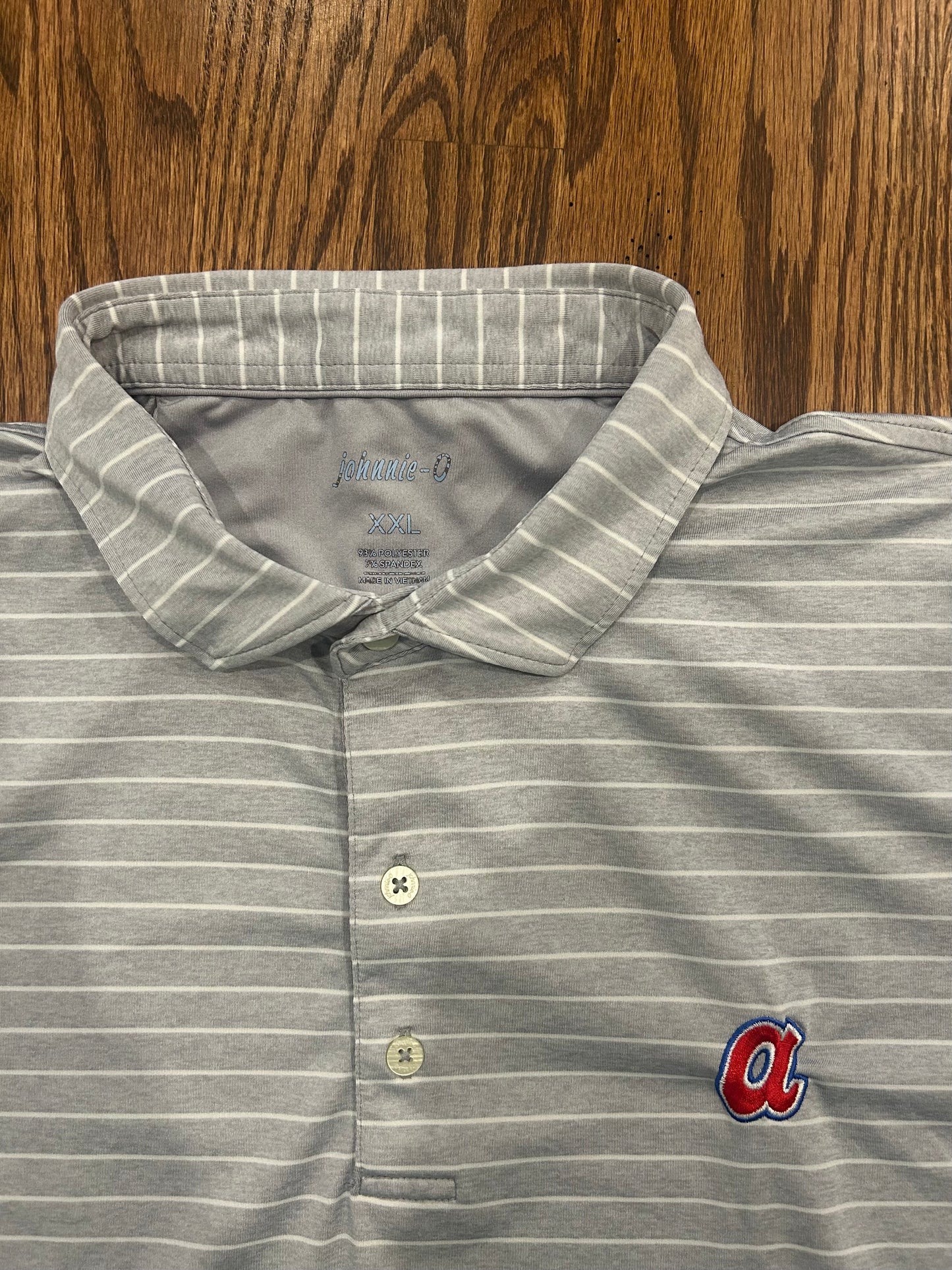 Men’s 2XL Johnnie O Atlanta Braves Performance Golf Polo Gray
