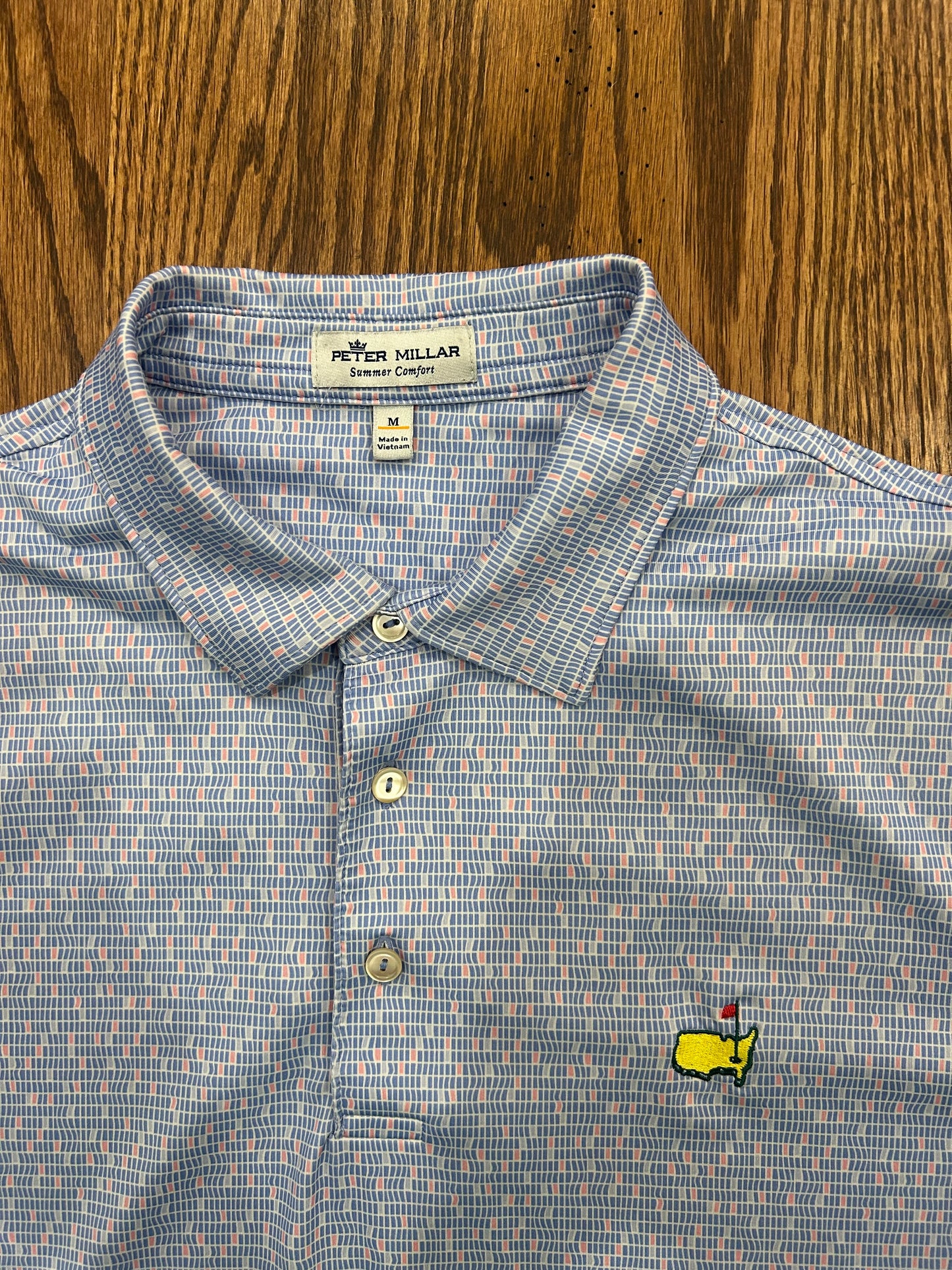 Men’s Medium Masters Peter Millar Blue Performance Golf Polo