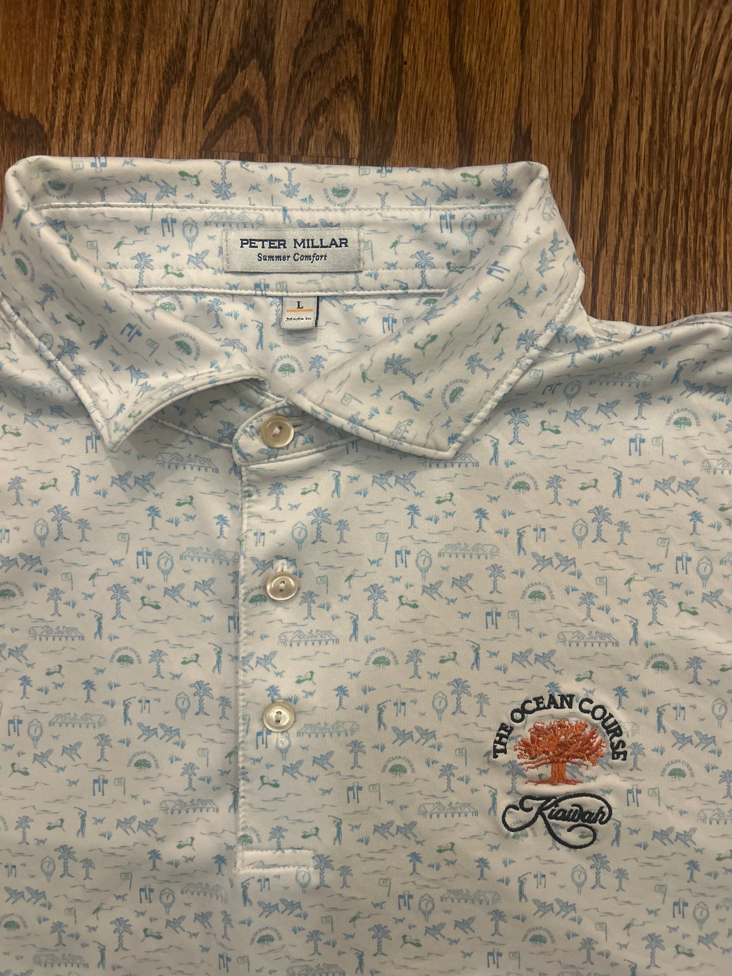 Men’s Large Peter Millar Kiawah Island South Carolina Performance Golf Polo Casual Shirt