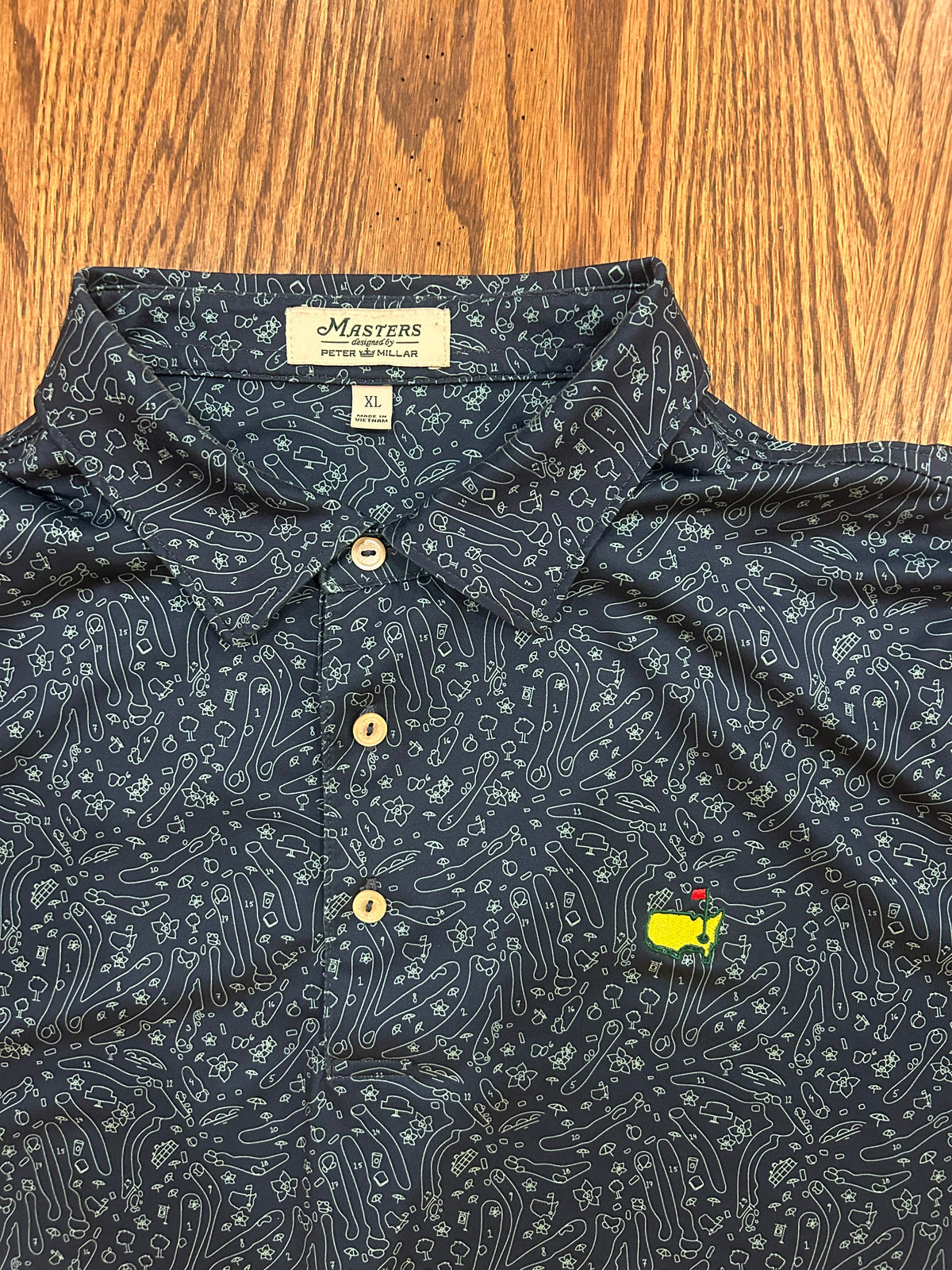 Men’s XL Masters Peter Millar Course Layout Performance Golf Polo