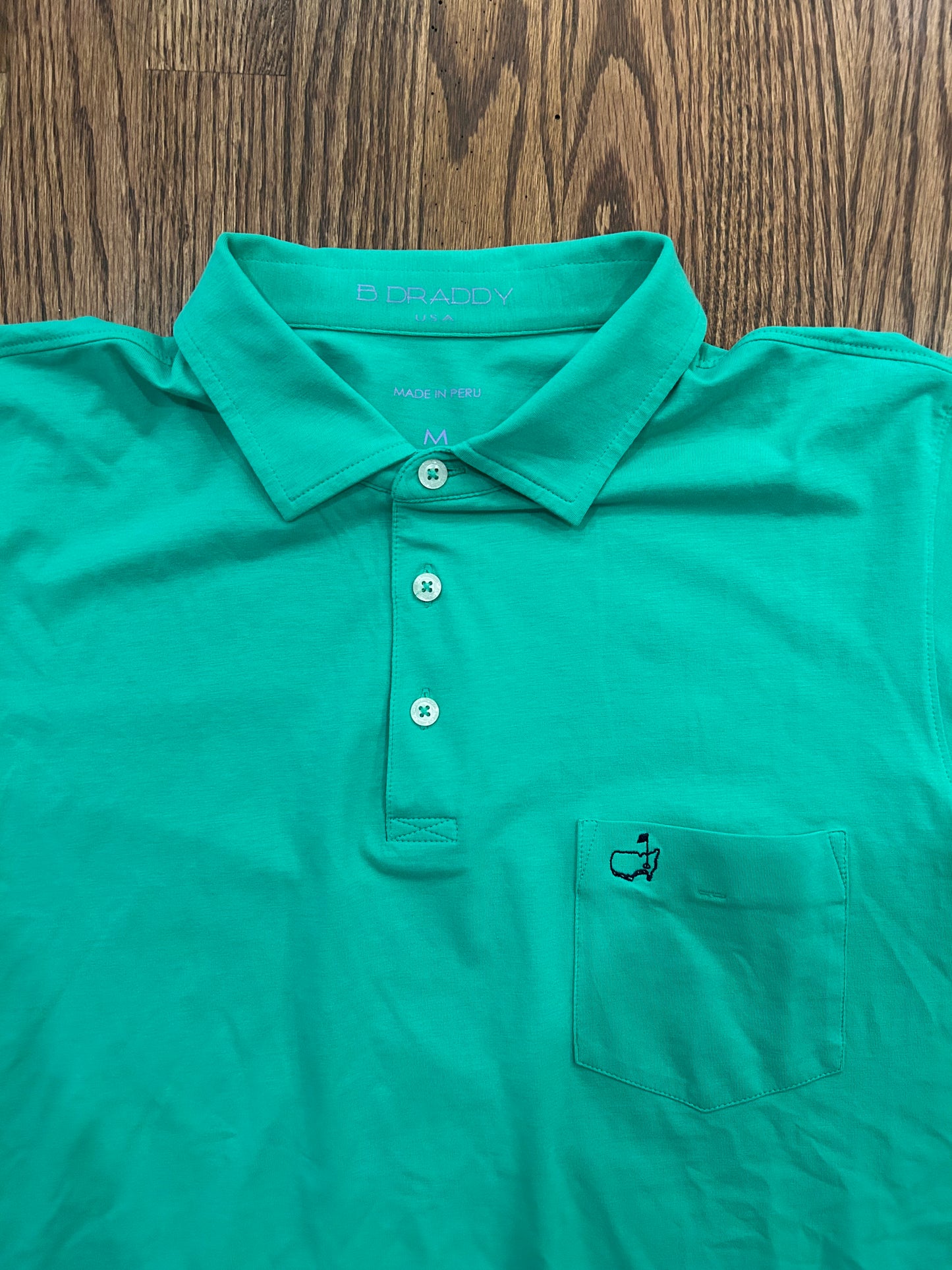 Men’s Medium Masters B Draddy Green Pima Cotton Golf Polo