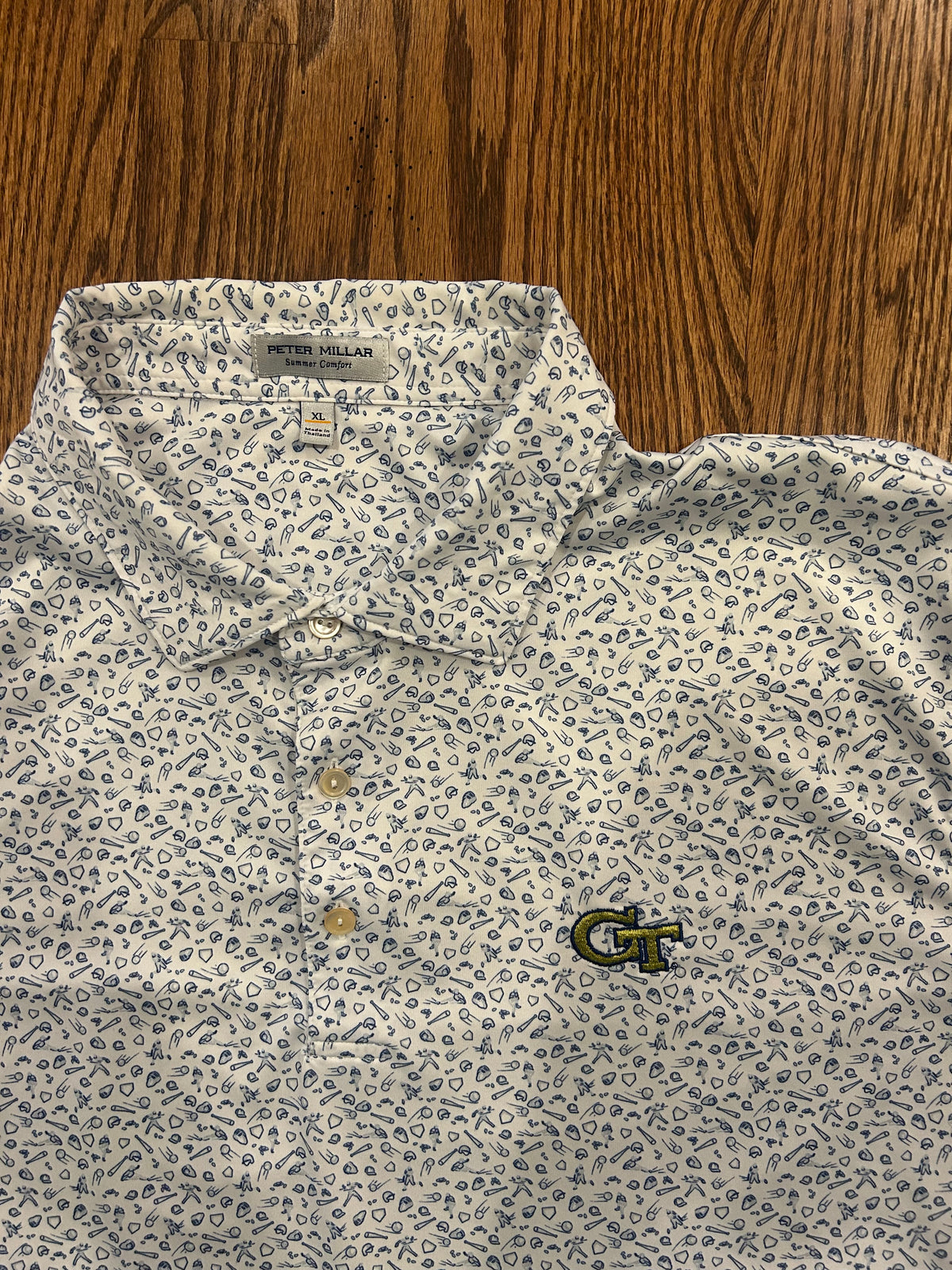 Men’s XL Peter Millar Georgia Tech Yellow Jackets Baseball AOP Polo