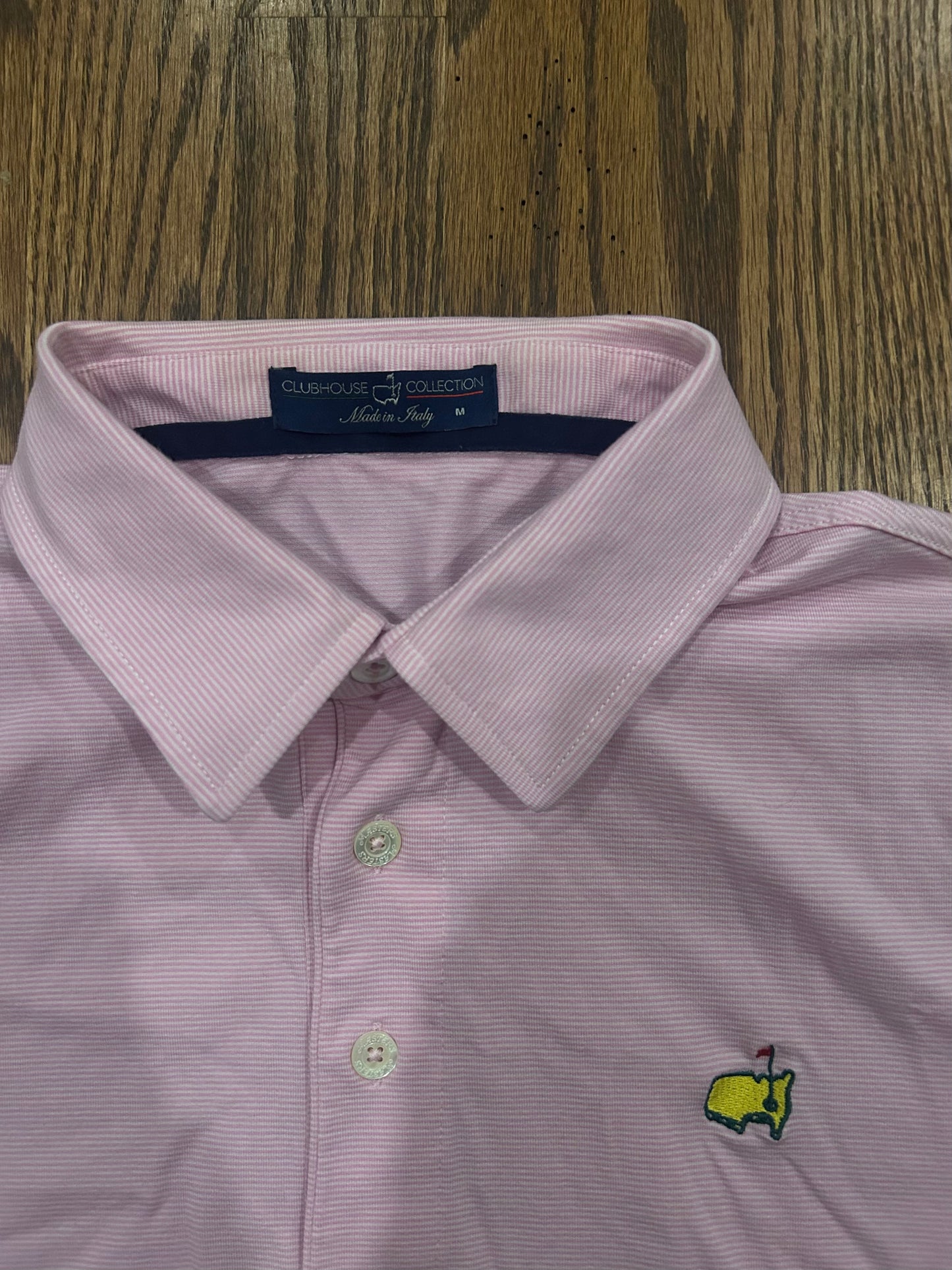 Men’s Medium Masters Clubhouse Collection Pink Cotton Blend Golf Polo Augusta National