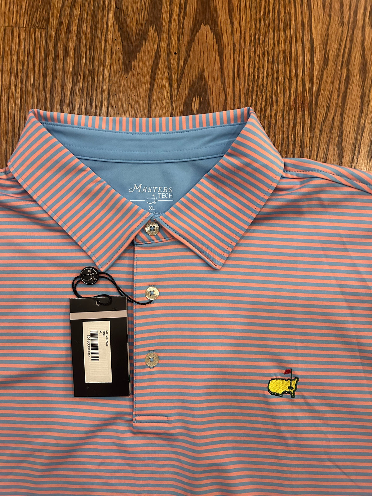 Masters Tech Performance Golf Polo Men's XL Striped Augusta National