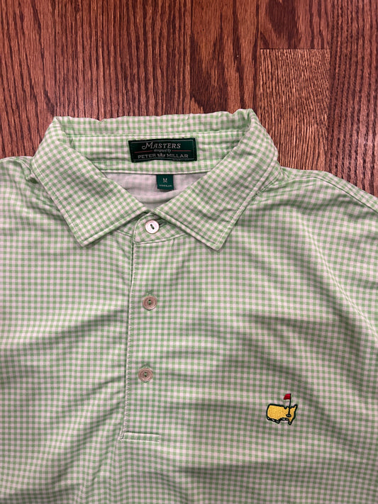 Men’s Medium Masters Peter Millar Green Plaid Polo