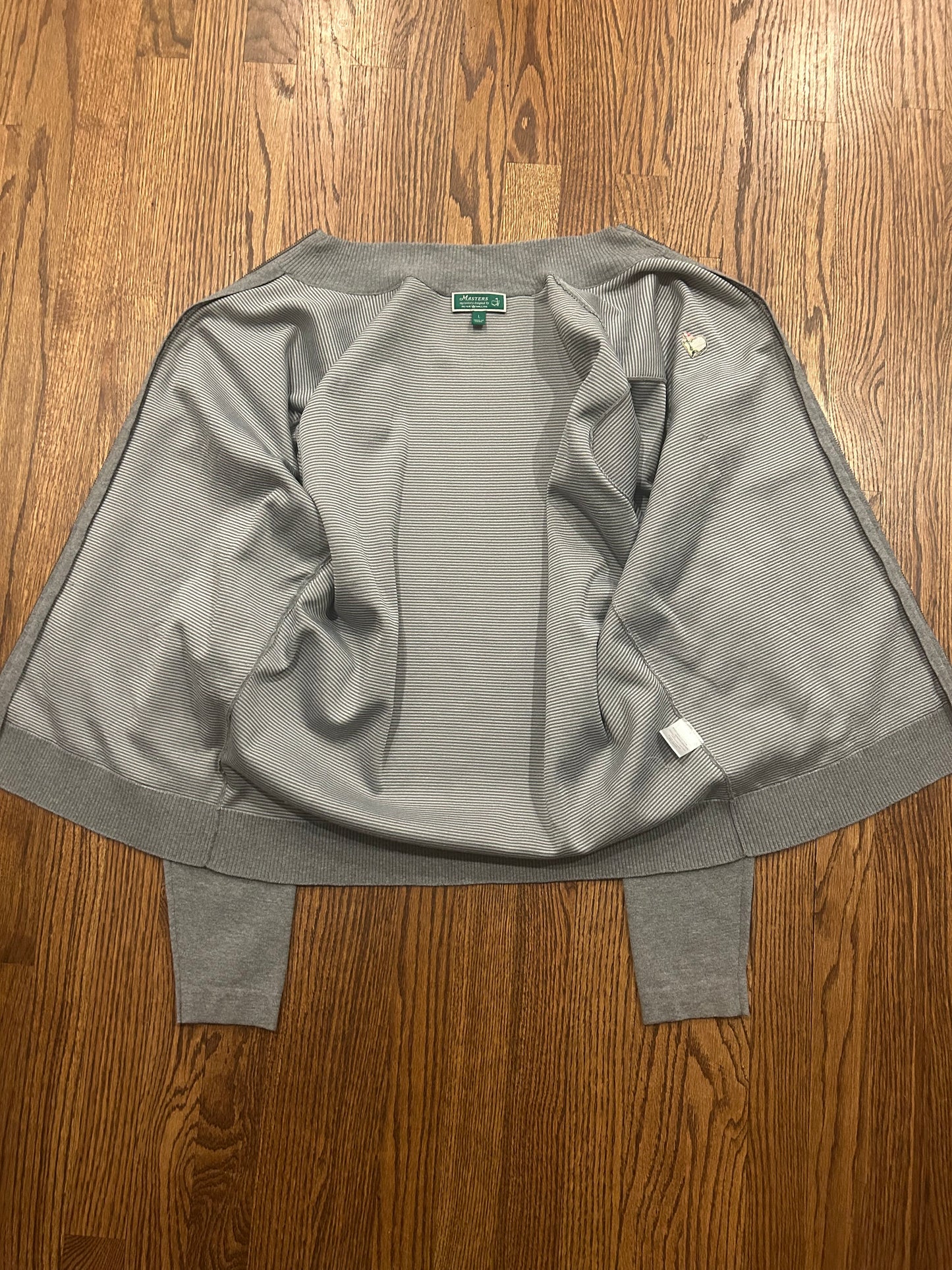 Men’s Large Masters Peter Millar Gray Full Zip Golf Sweater Augusta National