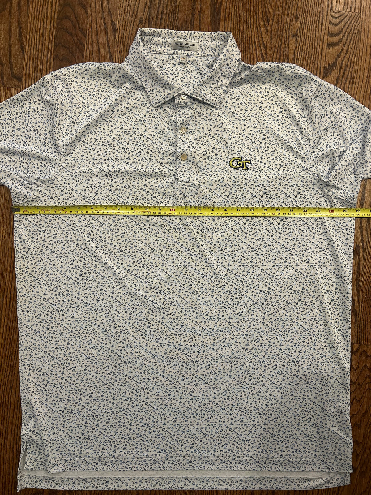 Men’s XL Peter Millar Georgia Tech Yellow Jackets Baseball AOP Polo
