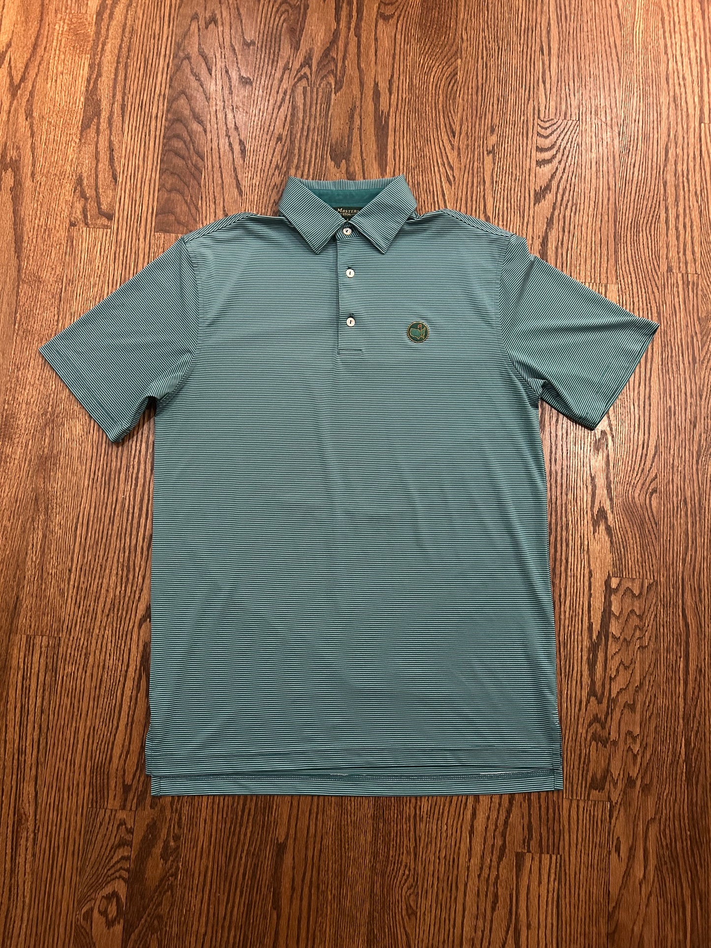 Men’s Small Masters 1934 Berckmans Place Green Striped Performance Golf Polo