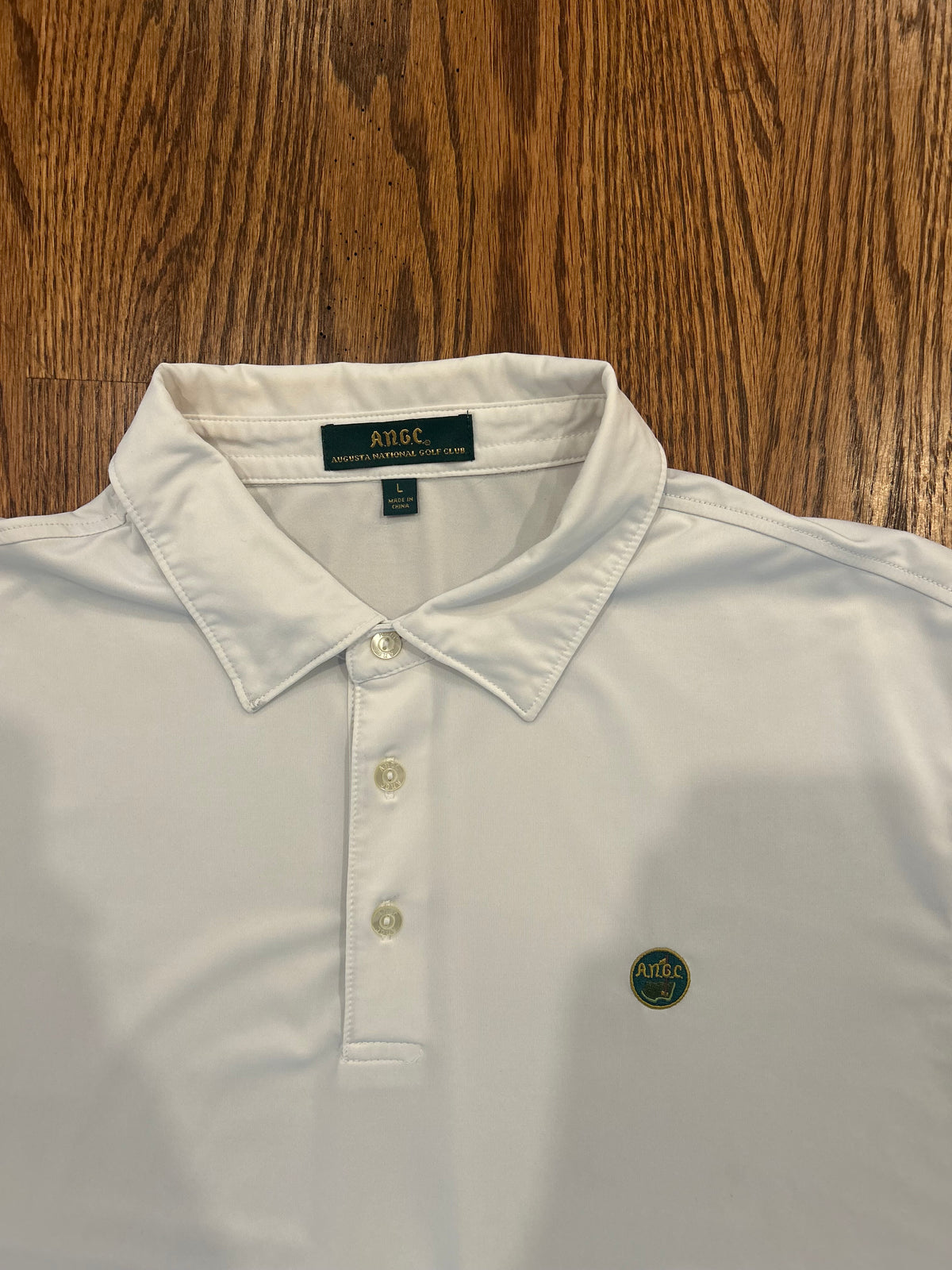 Men’s Large ANGC Augusta National Golf Club White Performance Polo