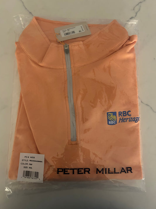 Men’s 2XL Peter Millar RBC Heritage Quarter Zip Orange Harbour Town