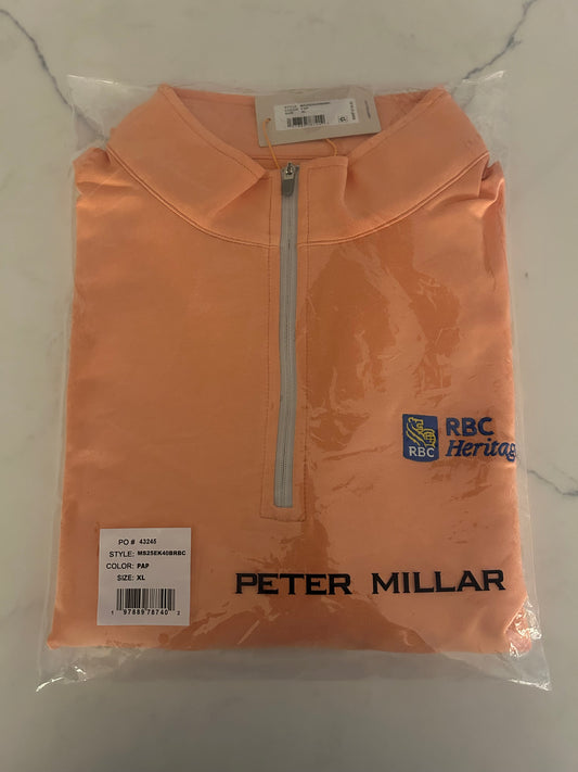 Men’s XL Peter Millar RBC Heritage Quarter Zip Orange Harbour Town